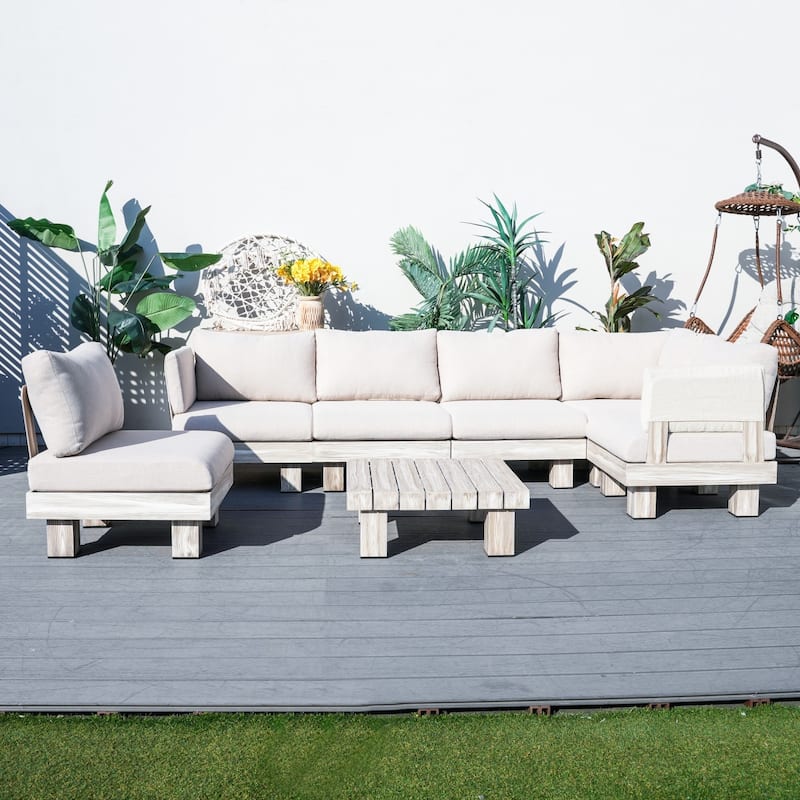 Patio Aluminum Sofa Set with Sponge-filled Cushion and Coffee Table