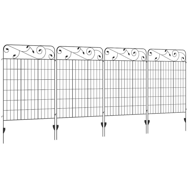 Garden Rust-Resistant 4 Pack Steel Fence Panels