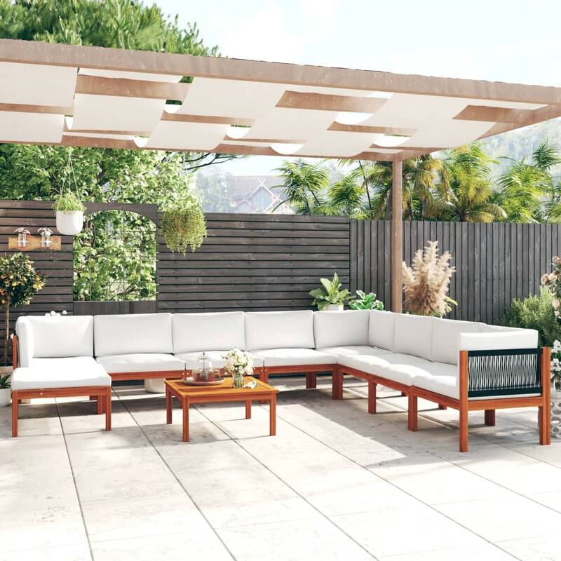 vidaXL Patio Lounge Set Outdoor Sectional Sofa with Cushions Solid Acacia Wood