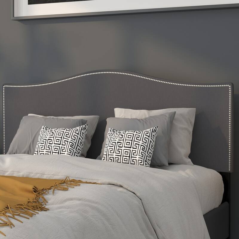 Arched Upholstered Headboard with Nailhead Trim