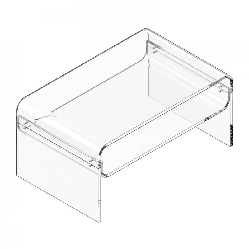 Clear Transparent Acrylic 2-Tier Coffee Table with Sturdy Metal Connectors and Storage - 19.7 x 31.5 x 15 in