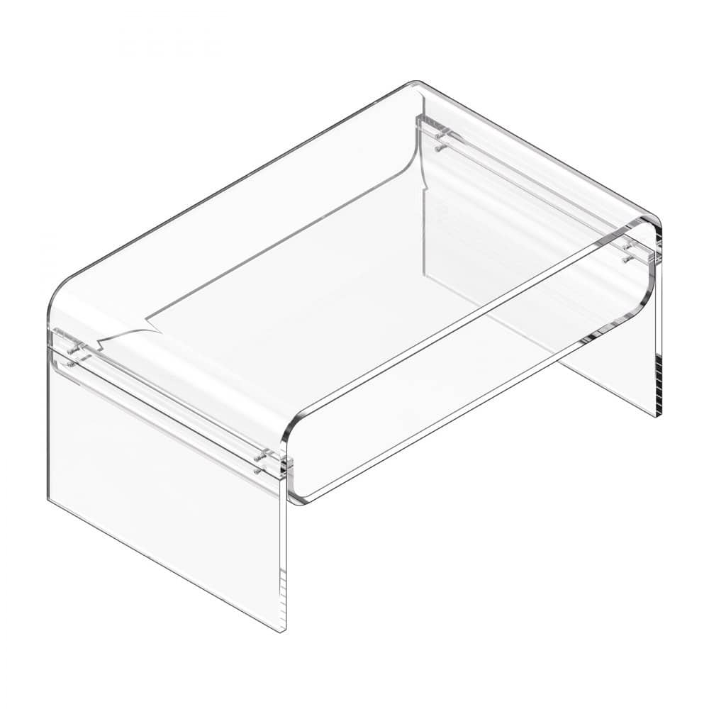 Clear Transparent Acrylic 2-Tier Coffee Table with Sturdy Metal Connectors and Storage - 19.7 x 31.5 x 15 in