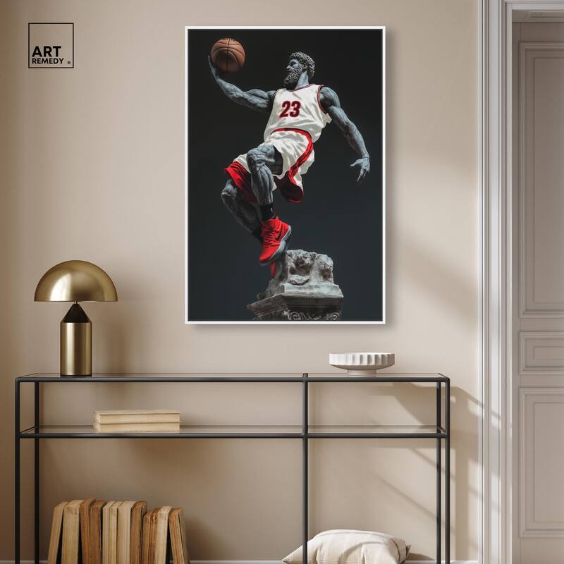 Basketball White Uniform Canvas by Art Remedy