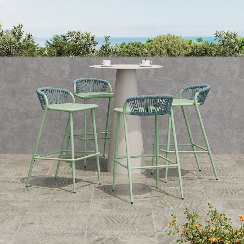 Christopher Knight Home - Samantha Outdoor Aluminum Barstools (Set of 4) - Sage