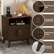 preview thumbnail 24 of 23, Fluted Nightstand with Charging Station, Modern 19.6in Wide End Table Wood Bedside Table with 2 Drawers for Bedroom