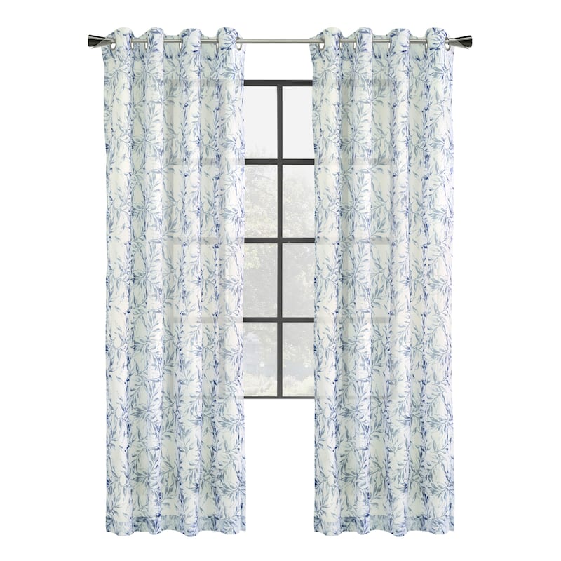 Jenny Sheer Botanical Print Grommet Curtain Panel by Habitat