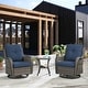 preview thumbnail 62 of 110, Pocassy 3-Piece Outdoor Swivel Bistro Set, Wicker Rocking Chairs Grey/Blue
