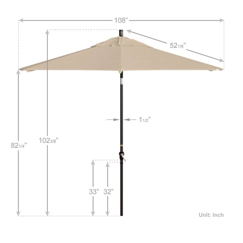 California Umbrella 9' Sunset Series Patio Umbrella Bronze Aluminum Frame and Ribs, Crank Lift Auto Tilt, Olefin Royal Blue