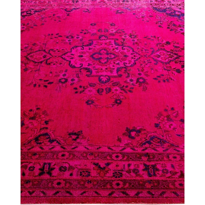 Overton Hand Knotted Wool Vintage Inspired Modern Contemporary Overdyed Pink Area Rug - 7' 1" x 8' 5"