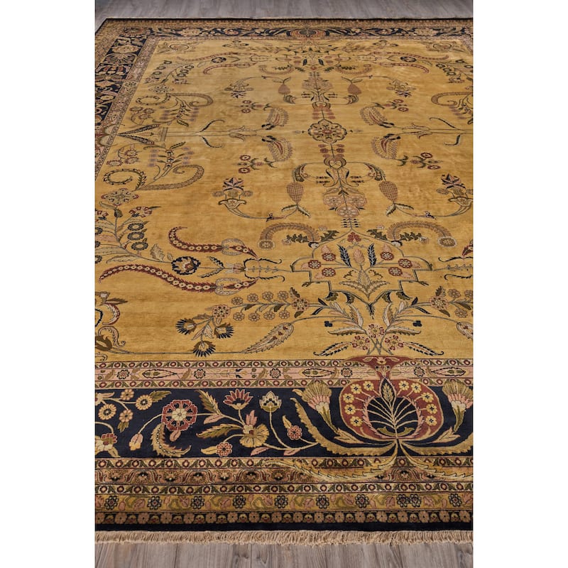 EXQUISITE RUGS ONE-OF-A-KIND Antique Weave Mohajeran Hand Knotted Gold Rug - 14'x18'1"