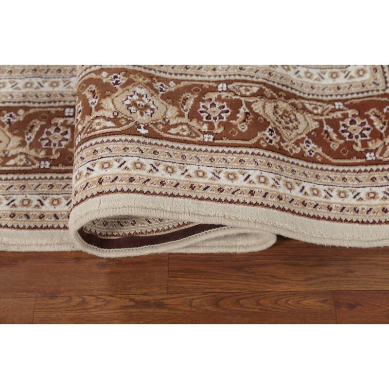 Traditional Tabriz Turkish Area Rug Beige Machine Made Carpet - 6'10" x 9'9"