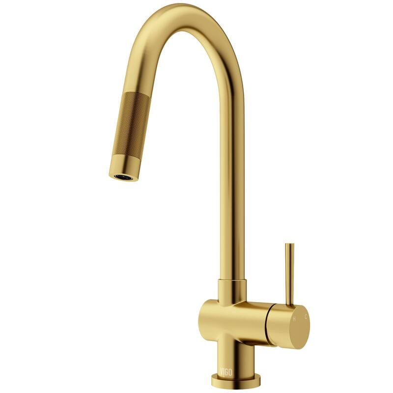 VIGO Gramercy 17" H Single Handle Pull-Down Spout Kitchen Faucet with Touchless Sensor - Matte Brushed Gold