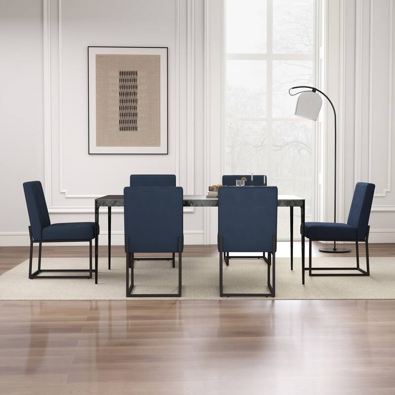 Mid Century Modern Dining Chair with Black Metal Legs