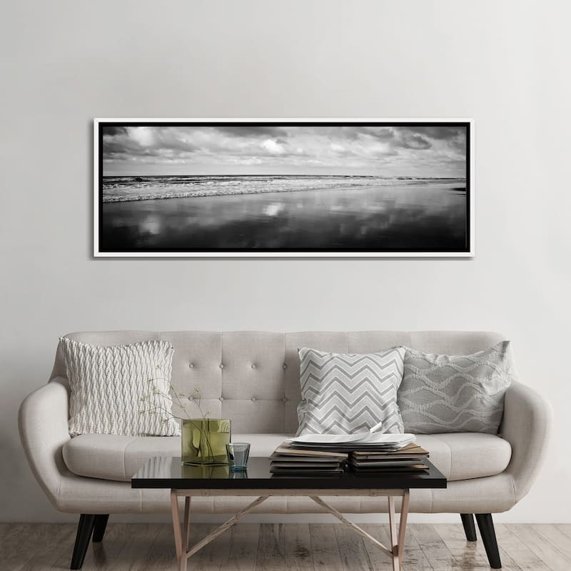 iCanvas "Beach (Black & White)" by Michael Harrison Framed Canvas Print