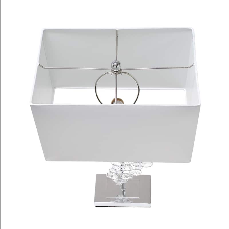 Lalia Home Lumiluxxe 26.25" Tall Contemporary Crystal Glitz and Chrome Glam Table Lamp with White Fabric Rectangular Shade