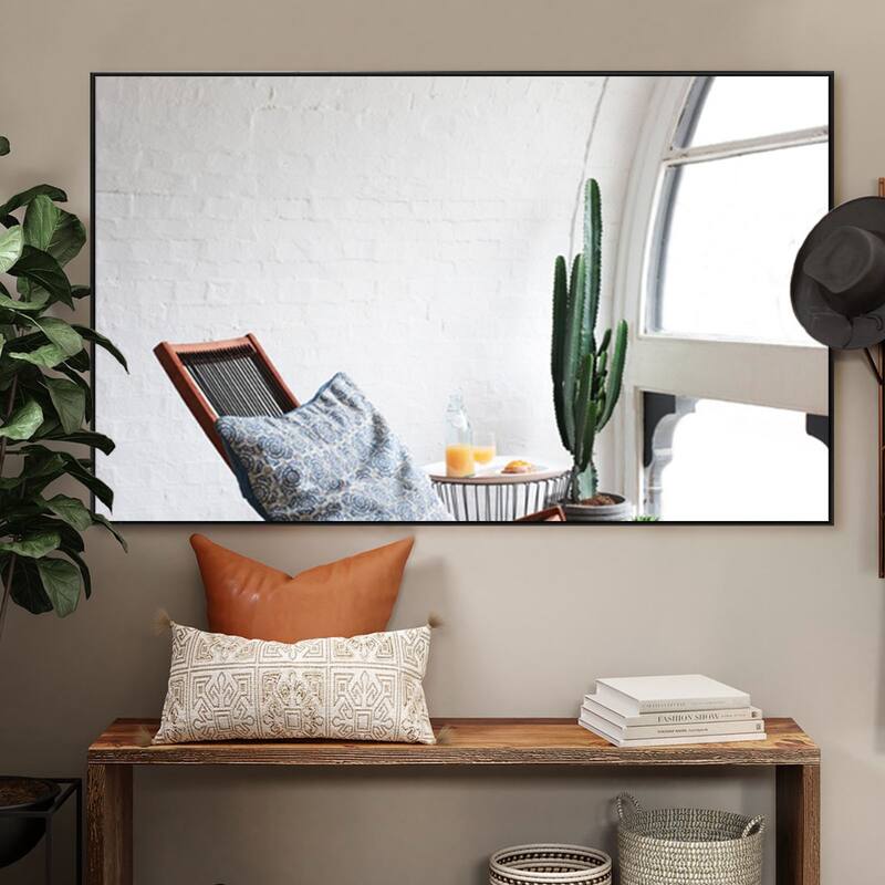 Modern Aluminum Alloy Thin Framed Full Length Floor Mirror - 51×31 - Black