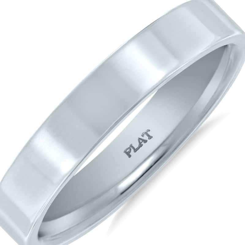 4mm Flat Comfort Fit Wedding Band in 950 Platinum