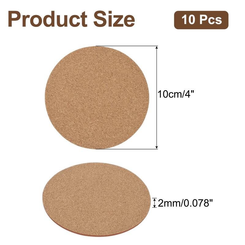10pcs Cork Plant Coasters, 4 Inch Round Cork Plant Mats - Orange