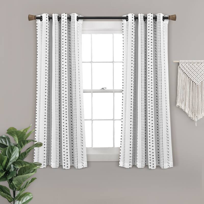 Lush Decor Hygge Stripe Window Curtain Panel Pair - 63" x 52" - Black & White