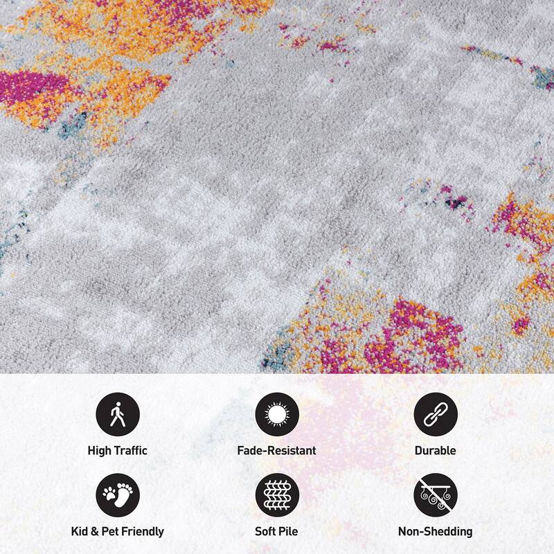 Contemporary Vibrant Abstract Design Area Rug
