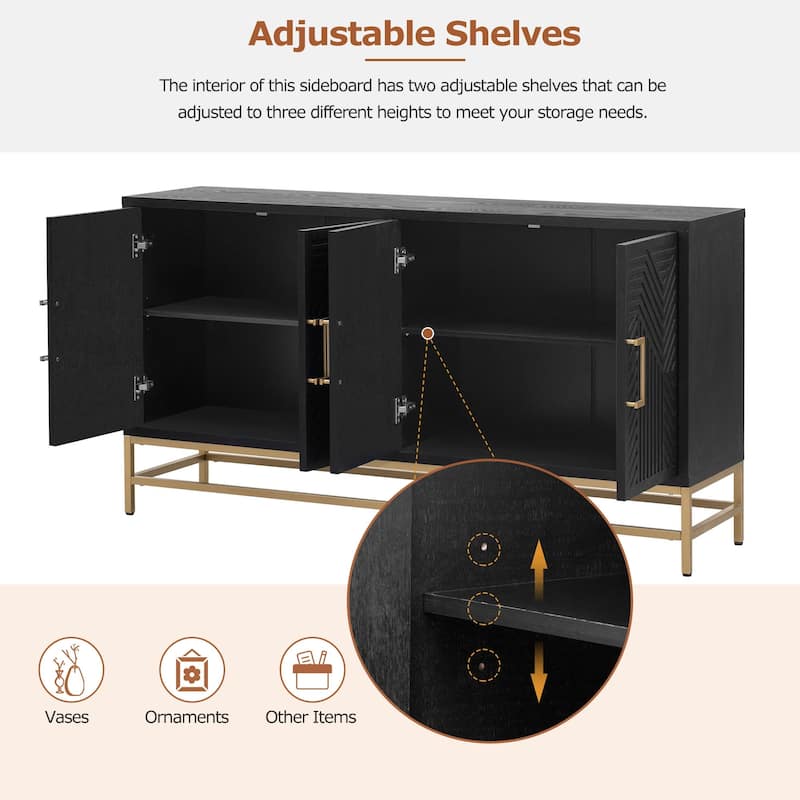 Retro Style Sideboard with Adjustable Shelves