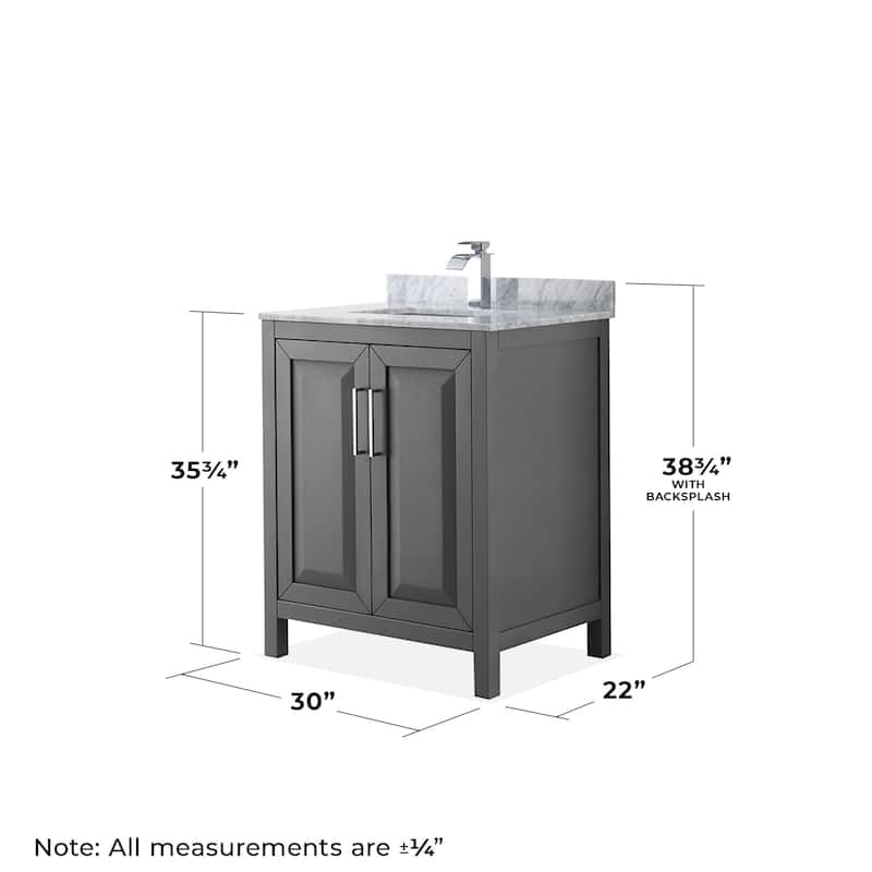 Wyndham Collection Daria 30" Free Standing Single Vanity Set with MDF