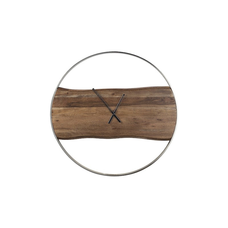 Panchali Brown/Silver Finish Wall Clock - 024052686944