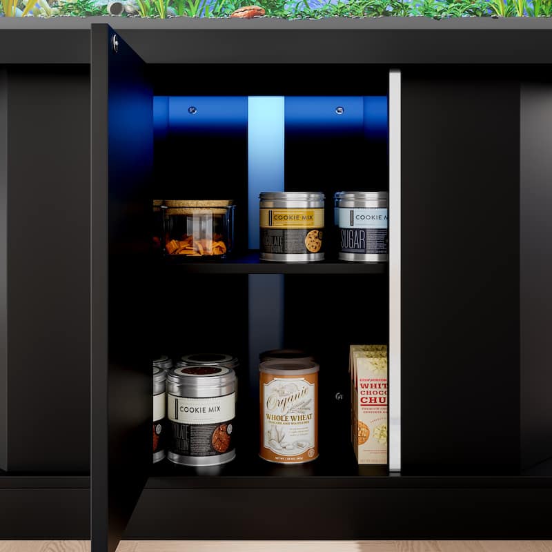 Anmytek Modern Heavy Duty 55-75 Gallon Aquarium Stand with Power Outlet and Storage Cabinet