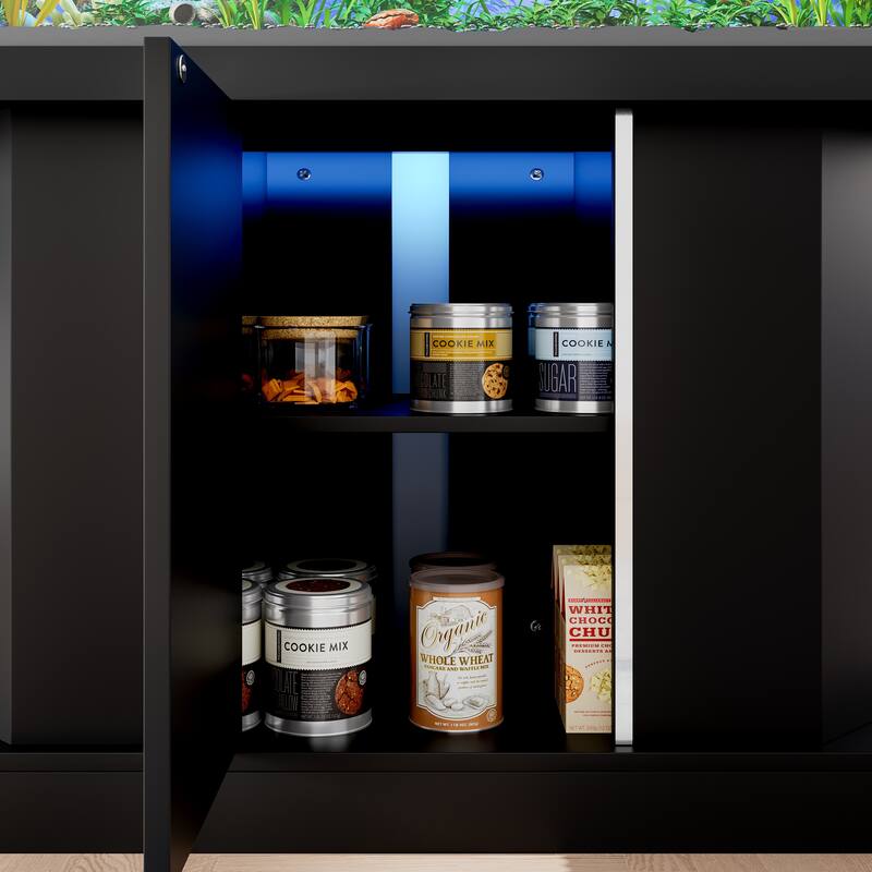 Rossetta Moisture-Resistant Finish ish Tank Stand with Built-in Charging Station, Cabinet Storage