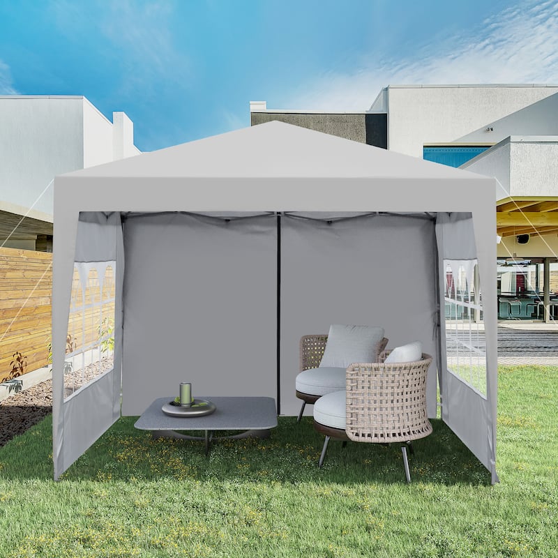 Anmytek Gray 10x10 Pop Up Gazebo Canopy Tent with Removable Sidewalls and Windows plus 4 Weight Sand Bags and Carry Bag