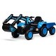 preview thumbnail 1 of 26, 12V Kids 3 in 1 Ride on Excavator & Tractor with Detachable Trailer Blue