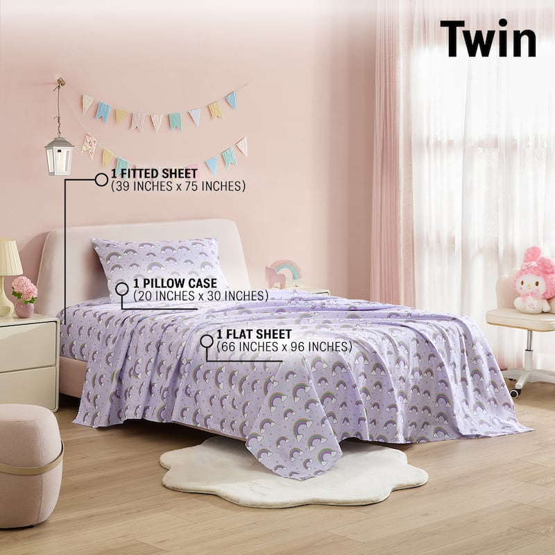 HLC.ME Printed Kids Bed Sheets - Patterned Bed Sheet Set - Wrinkle Resistant & Ultra Soft - For Mattresses up to 15 Inches Deep