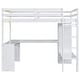 preview thumbnail 7 of 42, Twin/Full Size Loft Bed with L-Shaped Desk, Wardrobe and Storage Shelves, Solid Wood Loft Bed Frame with Ladder and Guardrail