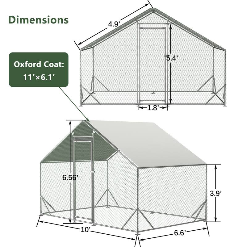 GDFStudio - Anderson Galvanized Walk in Chicken Coop Heavy Duty Wire