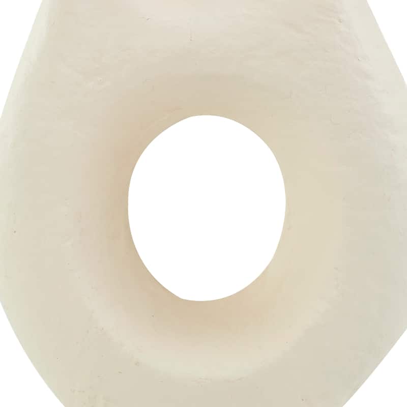 Beige Paper Mache Abstract Rounded Vase with Double Openings