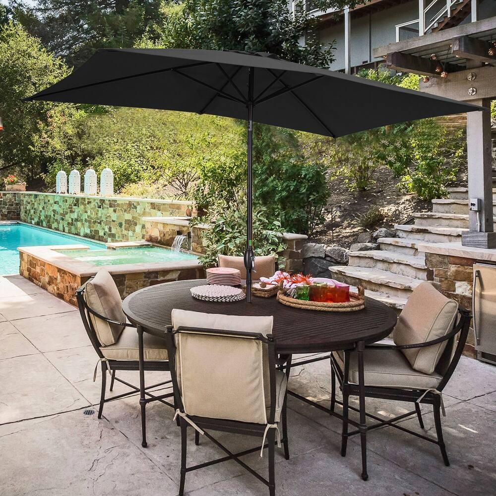 Royalcraft 10 x 6.5 ft Rectangular Patio Market Umbrella with Crank