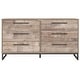 preview thumbnail 2 of 3, 6 Drawer Wooden Dresser with Metal Legs, Washed Brown and Black