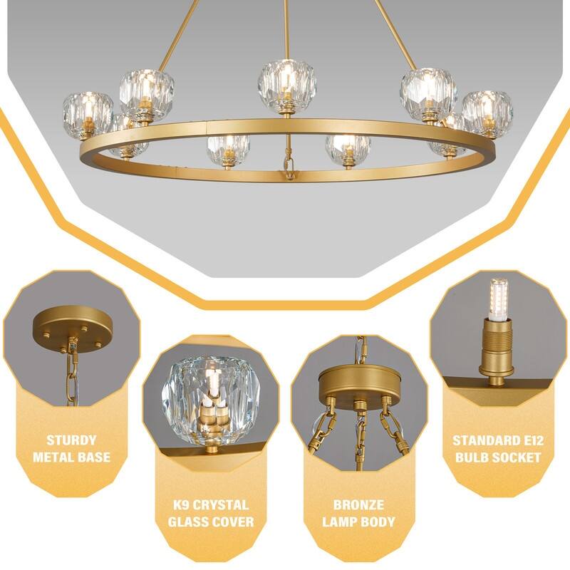 KAYLA 48" 20-Light Double-Layer Crystal Ball Chandelier