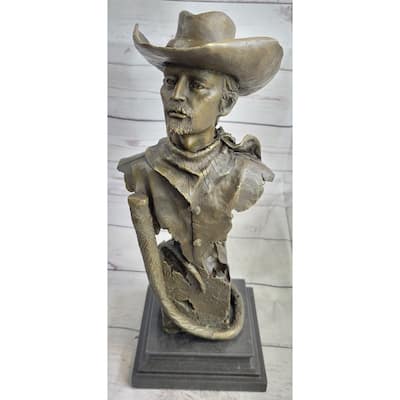 Buffalo Bill Bronze Metal Bust Statue Sculpture Western Signed Original 13 Inches X 6 Inches