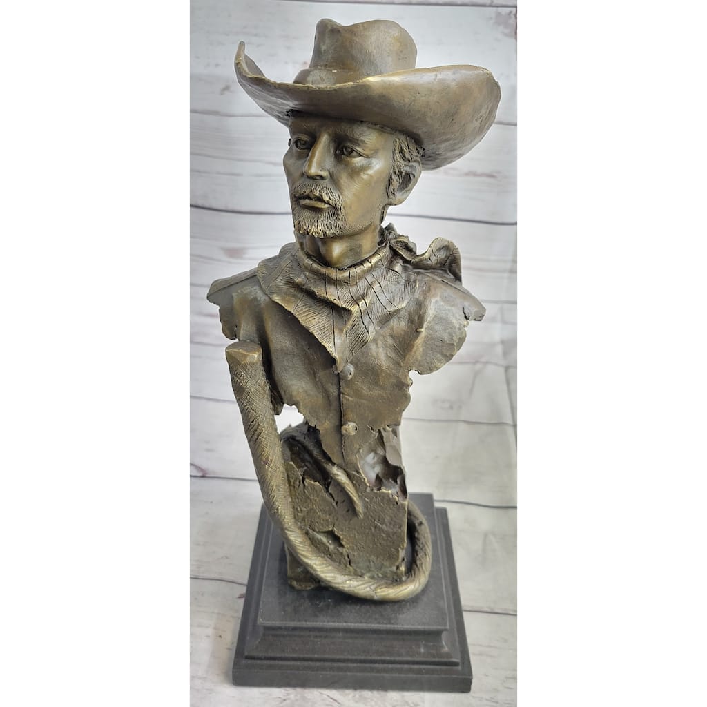 Buffalo Bill Bronze Metal Bust Statue Sculpture Western Signed Original 13 Inches X 6 Inches