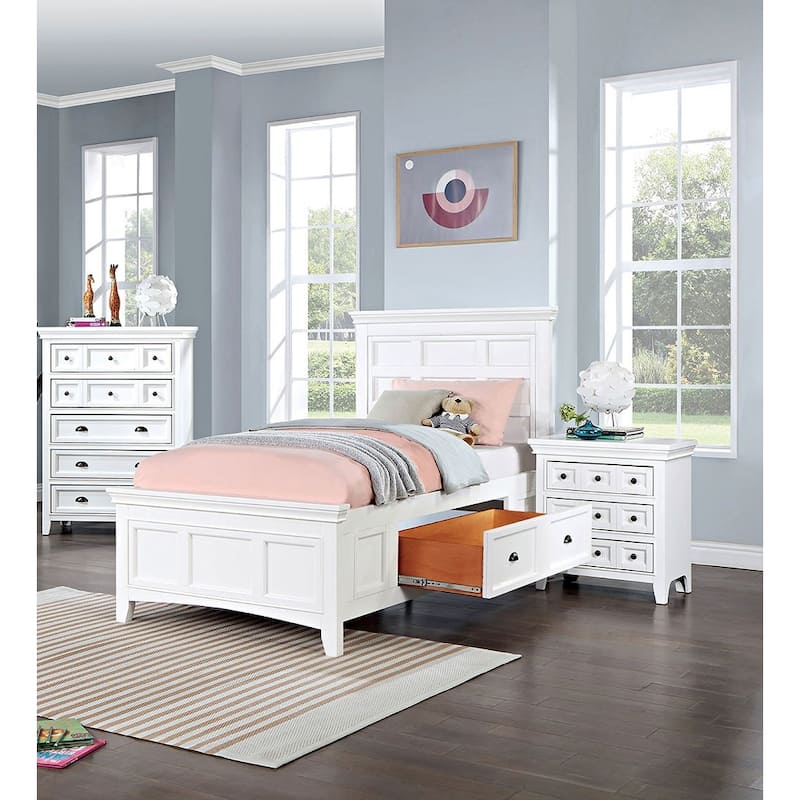 Transitional Style Solid wood 1pc Nightstand Only Bedroom Furniture Bedside Table Round Knobs 3-Drawers Nightstand