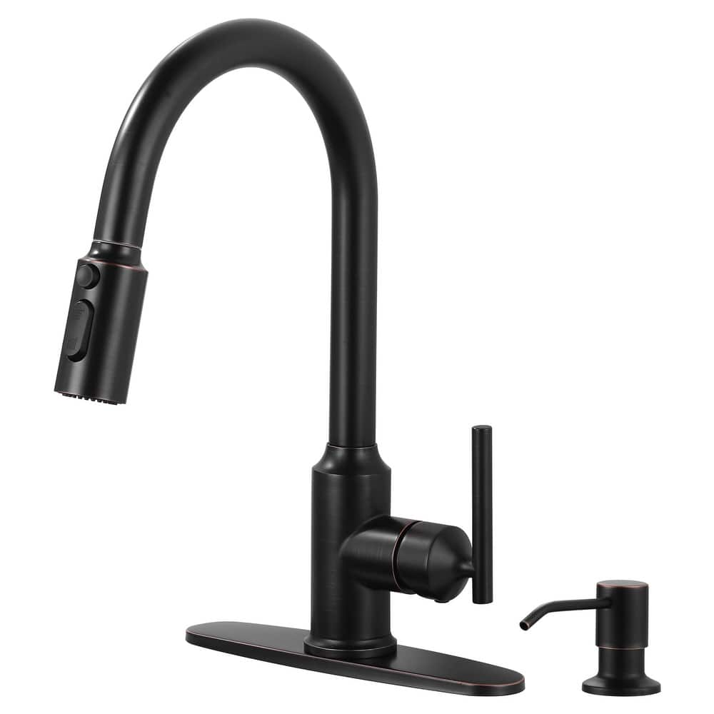 WOWOW Pull Down Sprayer Kitchen Faucet with Soap Dispenser