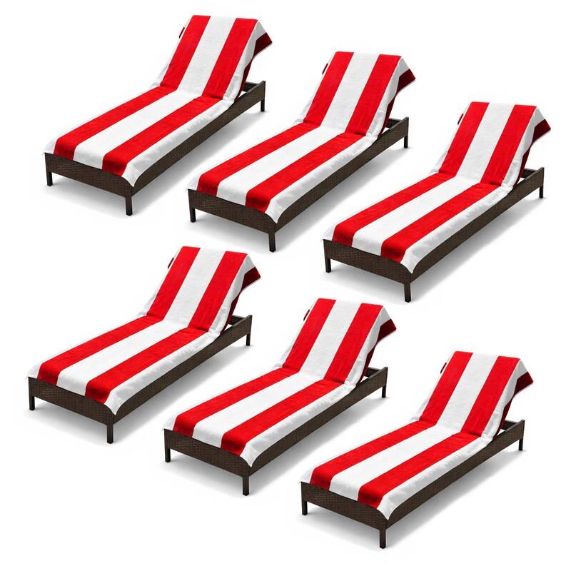 Superior Cabana Cotton Towel/ Chaise Lounge Chair Cover - Red