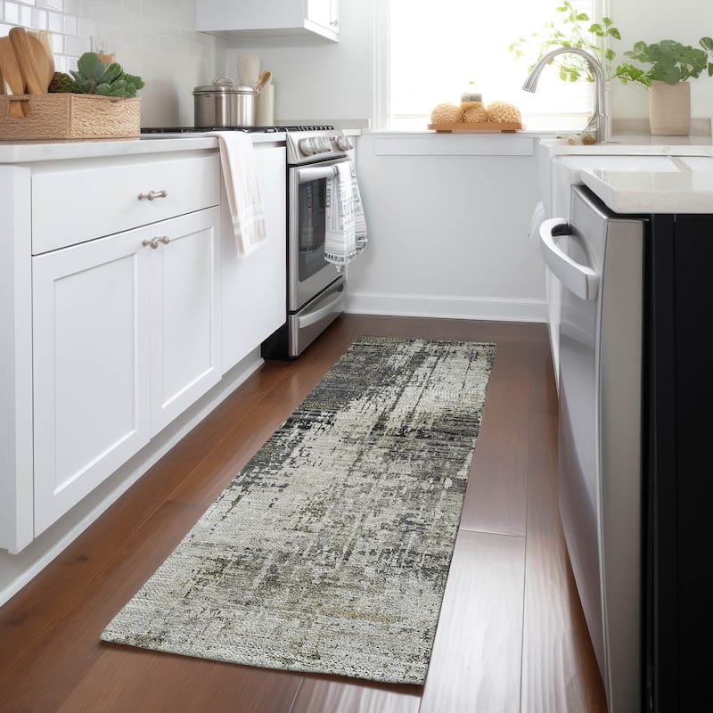 Machine Washable Indoor/ Outdoor Chantille Abstract Ombre Rug