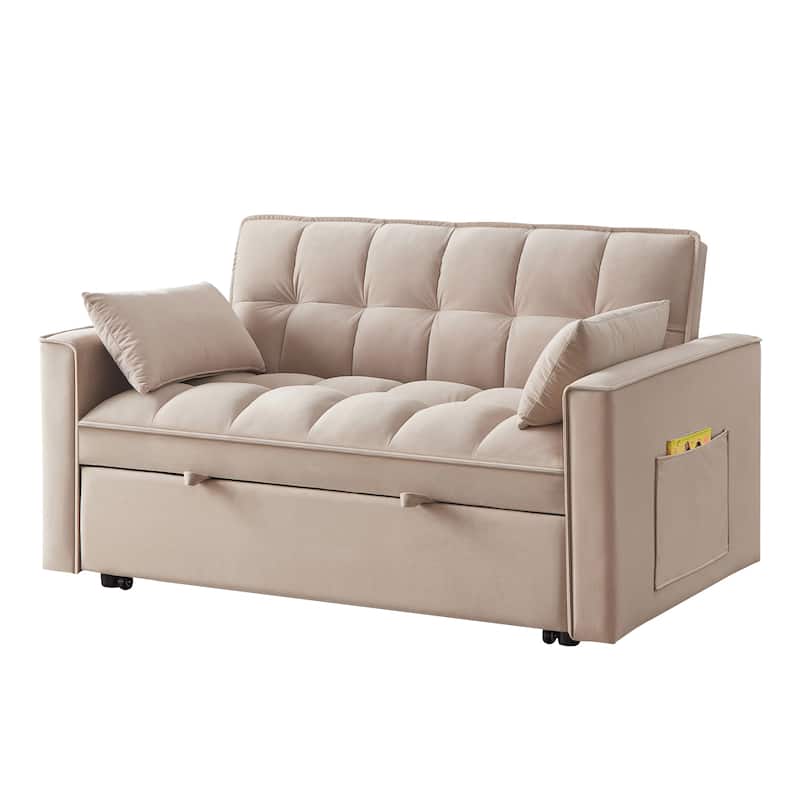 Velvet 4-in-1 Pull-Out Loveseat Sofa Bed