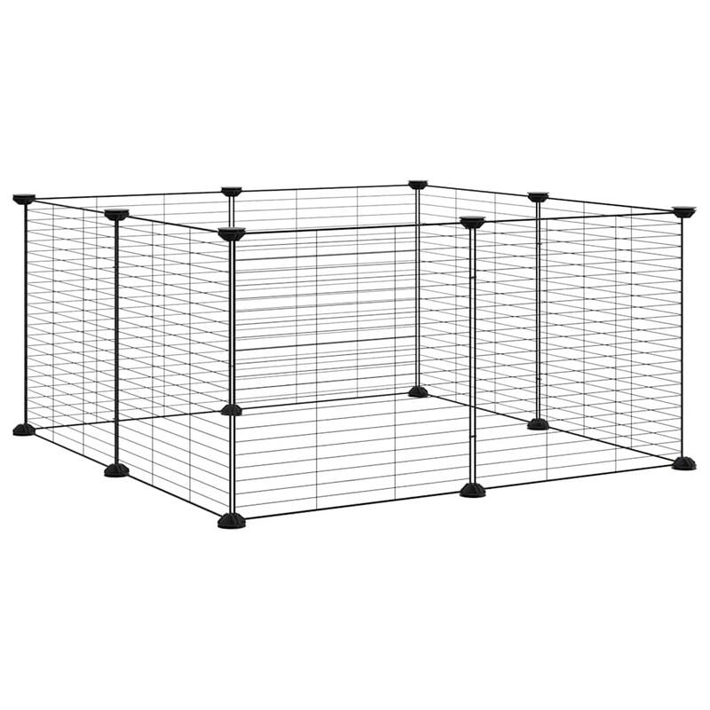 vidaXL Pet Cage Black Powder-coated steel Small Collapsible Pet Cage - 13.8 x 13.8 x 27.6 in