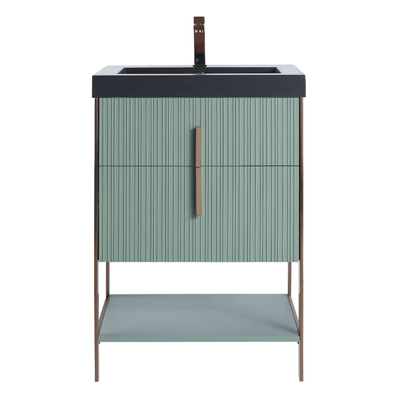 Fine Fixtures Serenity Modern Bathroom Vanity with Black Gel Acrylic Top