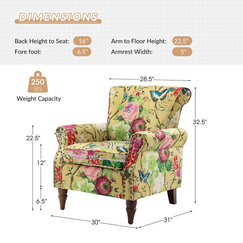 Nyctelius Nailhead Trim Traditional Accent Armchair with Rolled Arms by HULALA HOME