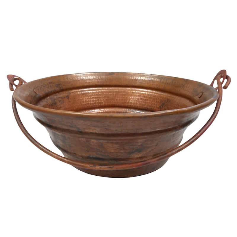 15" Round Copper BUCKET Vessel Bathroom Sink in Natural Copper Patina by SimplyCopper - 15" x 15" x 6"