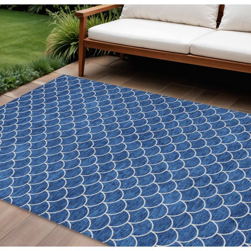 HomeRoots Geometric Transitional Rectangle Outdoor Rug - 9' X 12'